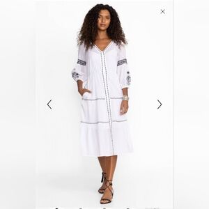 Johnny Was Jade Cam Tiered Midi Dress 100% Cotton Large Petite